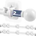 Curtain Rods No Drilling for Windows,5/8 Inch Diameter Drapey Pole with No Drill Curtain Rod Brackets (2PCS White, 48 to 84")