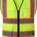 Ekkosafety Reflective Mesh Safety Vest for Men Women with 5 Pockets and Zipper Front High Visibility Mesh Vest Hi Vis Construction Work Vest, Meets ANSI/ISEA Standards(Yellow, Small)