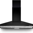 SNDOAS Range Hood 36 inch,Black Vent Hood with 450CFM & 3-Speed, Ducted/Ductless Convertible,Mesh Filters & Push Button Control for Stove Hood,Chimney-style Black Range Hood Wall Mount