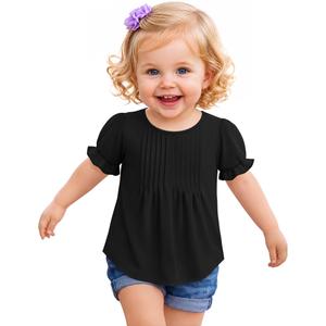 Ficerd Toddler Girls T-Shirts 18M-5T Tops, Black, 4T (Black)