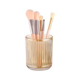 DASITON Makeup Brush Holder Organizer, Crystal Glass Makeup Brushes Storage Holder, Vintage Make Up Brush Cup for Vanity, Pen Pencil Holder for Desk, Toothbrush Holders for Bathroom (Coffee S)
