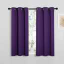 NICETOWN Thermal Insulated Blackout Draperies Curtains, Triple Weave Home Decoration Solid Ring Top Blackout Drape Panels for Bedroom (Set of 2, 34 x 45 inches, Royal Purple)