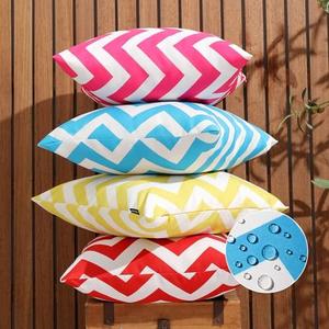 WEMEON Outdoor Waterproof Pillow Covers16x16in Set of 4, Solid Color Pillows Decorative Square Patio Furniture Pillows for Couch Patio Balcony Tent Garden(Red/Teal/Blue)