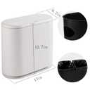 Slim Plastic Bathroom Trash Can With Lid,12L / 2.7 Gallon Pet & Dog Proof Trashcan,Kitchen Trash Can & Wastebasket with Press Type Lid,White Thin Garbage for Room,Rv,Bedroom,Dorm,Office Trash Bin