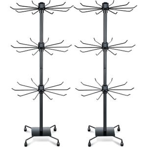 BBTO 2 Pcs Rotating Display Stand Jewelry Display Rack with Hooks Metal Earrings Stand for Vendors Necklace Bracelet Selling(Black,28.35 x 11.81 Inch)