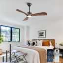 42 Inch Modern Ceiling Fan with Light and Remote & APP Control, ABS Ceiling Fan with 3 Blades and Downrods, Reversible Quiet DC Motor, Farmhouse Ceiling Fan for Bedroom Living Room Patio Porch