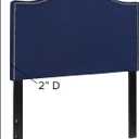 Flash Furniture Lexington Upholstered Twin Size Headboard with Accent Nail Trim in Navy Fabric