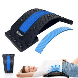 Back Stretcher, 3 Level Adjustable Lumbar Back Cracker Board, Relief for Lumbar Area Pain, Scoliosis Aid, Spine, Herniated Disc, Extra NBR Pad & Silicone Pad (Blue)