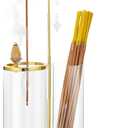 3 in 1 Incense Holder for Sticks Upside Down Anti-Ash Incense Burner with Glass Ash Catcher Backflow Cone Incense Diffuser with Adjustable Threaded Mounting for Mediation Yoga Spa Gifts Home Decor