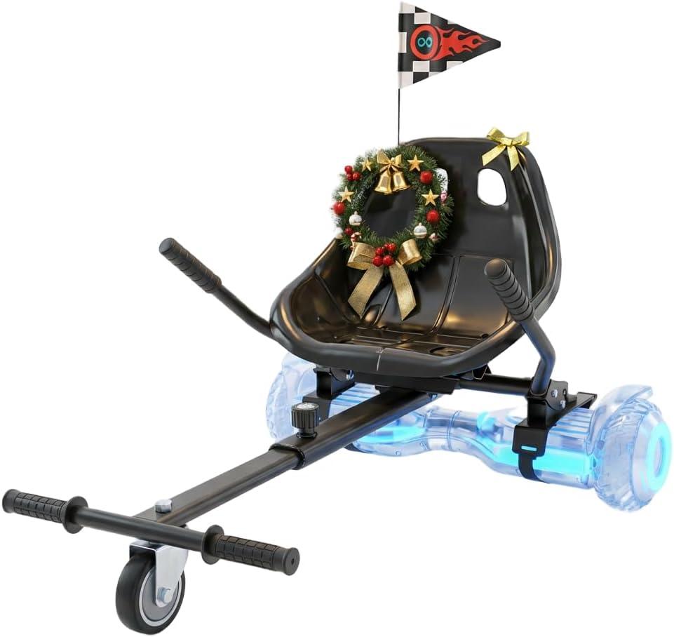 Awwscooter K1 Go-Kart Seat Attachment for Self-Balancing Scooters, Adjustable Frame Fits 6.5"/8"/10" Boards, Easy Install, Kids & Family Fun (Scooter Not Included)Classic Black