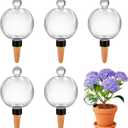 DI QIU REN 6 Pack 19oz Large Self Watering Globes, Automatic Plant Waterer with Glass Stopper - Slow Release Bulbs & Planter Insert, Top-Fill Water Spikes for Indoor Plants (6, Clear)