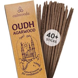 Mystic Oud Agarwood Incense Sticks - (40+Sticks, 9 inch) Thick Natural Resin Incenses Made from Assam Oudh Chips, Clean Charcoal Free | Infuse Luxury with These Exotic Oud Incense (Burn Time 45+ mins)