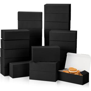 FillTouch 36 Pcs Pink Cookie Boxes Small Bakery Gift Boxes for Dessert Donuts Pie Candy Macaroo(6 x 3 x 1.8 Inch,Black)