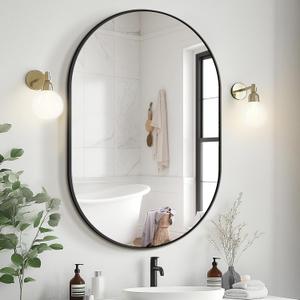 Bathroom Mirror for Wall,36''x24'',Black Oval Mirror for Bedroom Entryway Bathroom, Metal Framed Vanity Mirror(36''x24'',Black)