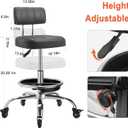 Garage Mechanic Stool with Backrest, Height Adjustable Heavy Duty Swivel Task Chair, Rolling Workshop Stool with Tool Tray Storage, Mechanic Chair for Garage, Shop, Auto Repair (Style 1), 14.2" x 17.3" x 9.8"