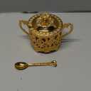 Veemoon Turkish Sugar Container with Lid and Spoon, Sugar Bowl Condiment Pots Seasoning Box Kitchen Storage for Salt, Candy, Coffee Bean