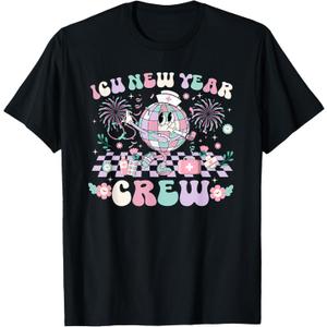 Unisex-Adults ICU Nurse New Year 2025 T-Shirt L