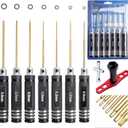 HobbyPark Hex Driver Set Allen Screwdriver Kit Titanium 0.9mm/1.27mm/1.3mm/1.5mm/2.0mm/2.5mm/3.0mm Small and 17mm Hex Wrench Set RC Car Tools Kit