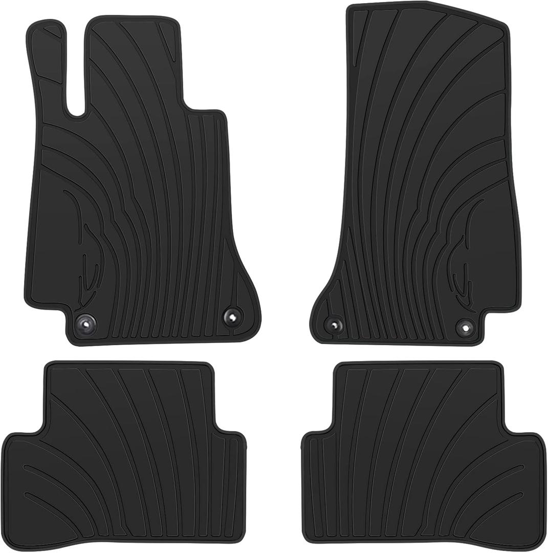 Floor Mats Custom Fit for Mercedes-Benz C Class Sedan 2015-2021 C180 C200 C250 C300 C350(e) C400 C43 AMG C450 C63 W205 Rubber Full Black Auto Floor Mats All Weather Heavy Duty