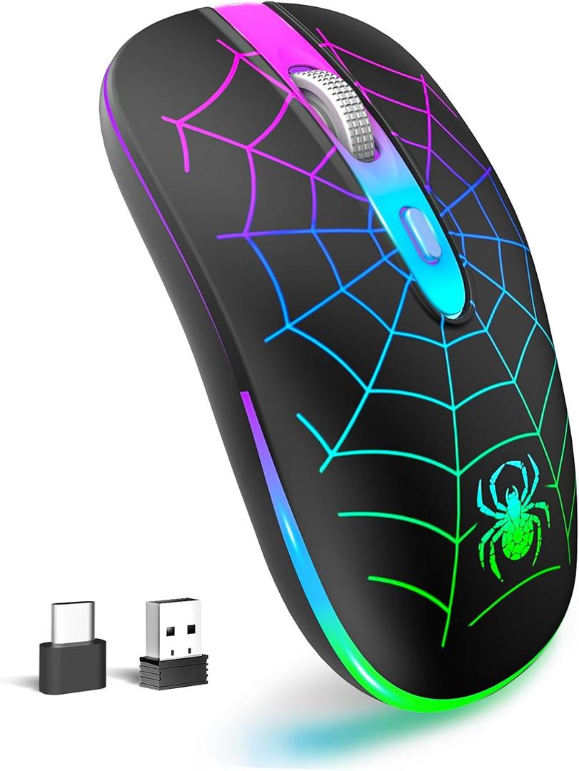 TaIYanG Wireless Mouse, 2.4G Portable Optical Quiet Cute Mouse with USB Receiver and Type C Adapter, 3 Adjustable DPI LED Wireless Mice for Laptop, Computer, PC, MacBook, Desktop