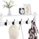 Homode Coat Rack with Wall Shelf and Hooks - 24 Inch Long, Wooden Hanging Coat Hanger with Hat Shelf for Entryway, Bathroom, Mudroom, White