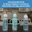 Dr. Brown's Milestones Narrow Sippy Straw Bottle, Spill-Proof with 100% Silicone Handles and Weighted Straw, 8 oz/250 mL, Gray & Green, 6m+