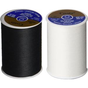 2-Pack - BLACK & WHITE - Coats & Clark Dual Duty All-Purpose Thread - One 400 Yard Spool each of BLACK & White