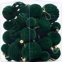 Waipfaru 38Pcs Velvet Ornaments for Christmas Tree Dark Green Flocked Christmas Ornaments Shatterproof Hanging Ball Set for Xmas Winter Holiday Decorations in 3 Sizes(Large Medium Small)