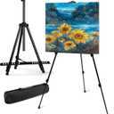 Art Painting Artist Easel Stand, Portable Adjustable Easels with Carry Bag,Tripod Display Easel Height from 17 to 63 Inch for Table-Top/Floor Displaying and Wedding Signs, Black