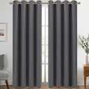 Diraysid Grey Grommet Blackout Curtains for Bedroom Thermal Insulated Room Darkening Curtains Drapes, 52 x 84, 2 Panels