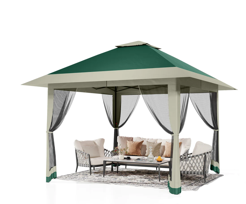 Instant Gazebo Tent for Lawn, Garden, Backyard Deck (Olive Green + Taupe)