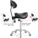 Antlu Saddle Stool Rolling Chair with Back Support,Esthetician Tattoo Dental Stool Chair,Lash Chairs for Eyelash Tech Massage Salon(Black,with Backrest), Adjustable Backrest