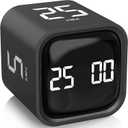Rotating Pomodoro Timer 5, 25, 10 50 Minutes Preset, Desk Productivity Flip Timer, ADHD Tool Cube Countdown Stopwatch, Vibration/High/Low Volume/Custom Modes, for Work, Study, Back to School, Kitchen