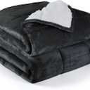 Alomidds Weighted Blanket Queen Size 15lbs 60x80 inches,Soft Plush Fleece Throw Weighted Blankets with Cozy Warm Sherpa,Ultra Fuzzy Heavy Blanket Microfiberfor Sofa Bed, Dark Grey