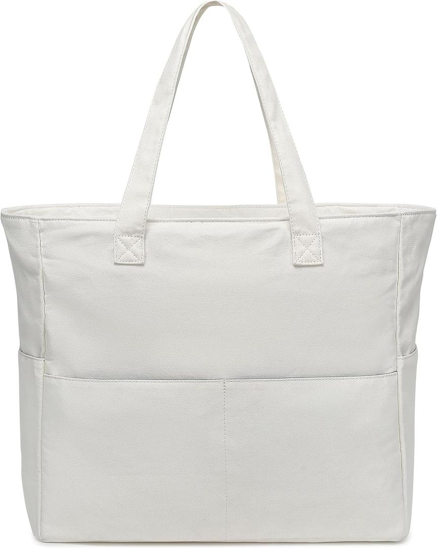 LEDAOU Large Beach Tote Bag Women Zipper Beach Tote Bag for Pool Gym Grocery Travel with Wet Pocket