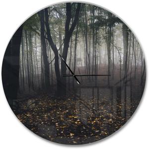 Modern Wall Clock 'Dark Spooky Misty Wild Forest ' Cottage Large Wall Clock for Living Room Decor (38x38, Multicolor)