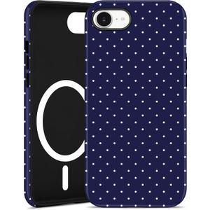 Jusy Compatible with MagSafe Polka Dot Case for iPhone 7/8/SE, Cute Aesthetic Polka Dots Magnetic Phone Case, Soft TPU and Hard PC Protective Phone Cover for Women Girls (Matte), Navy Blue