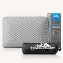 Travel Pillow Memory Foam Pillows, Camping Pillow-Compressible Medium Firm, Breathable Cover, Ideal Backpacking Hiking, Bed Pillows, Airplane and Car (Light Grey, M)