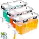3 Pcs Plastic Drink Fridge Dispenser with Spigot, Clear Beverage Dispensers for Parties with Handle and Daily Use, Juice Milk, Tea, Containers Drink Dispenser with Lids for Fridge Water Dispensers