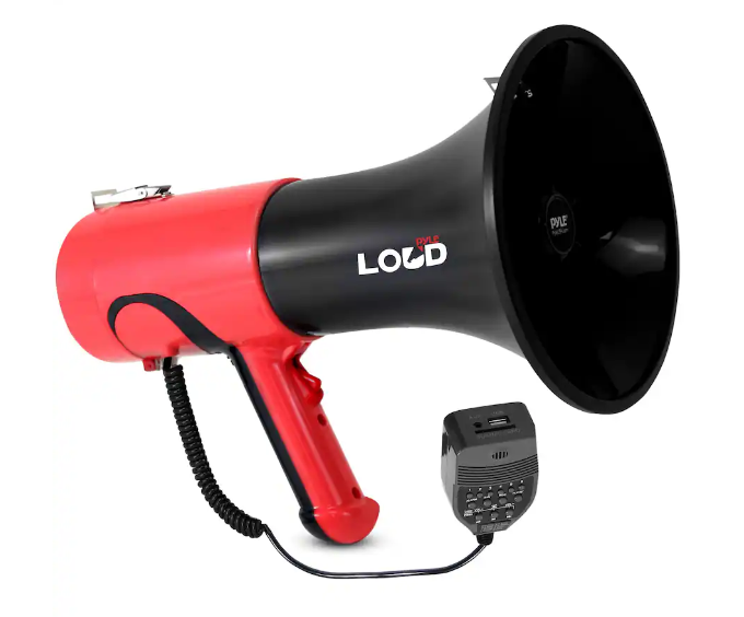 Pyle Portable Compact PA Megaphone Speaker with Alarm Siren & Adjustable Volume - 50W Handheld Lightweight Bullhorn - with Mic, AUX IN for MP3 & Rechargeable Battery - Indoor Outdoor Use - PMP561LTB Pyle Portable Compact PA Megaphone Speaker with Alarm Siren & Adjustable Volume - 50W Handheld Lightweight Bullhorn - with Mic, AUX IN for MP3 & Rechargeable Battery - Indoor Outdoor Use - PMP561LTB