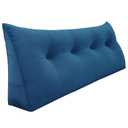 Rucener 8 lbs Thickened Twin Wedge Pillow Headboard College Dorm Bed Velvet Wedge Pillow Backrest Triangular Headboard Pillows with Side Pocket, Dorm Bedding Essentials for Girls & Boys, Blue