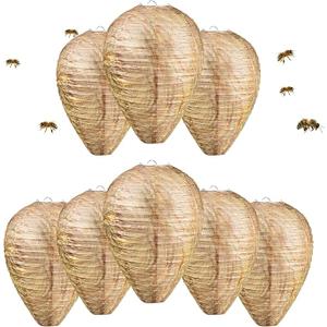 16 Pack Fake Wasp Nest Decoy Outdoor Fake Hornets Nest, Hanging Paper Wasp Nest Decoy for Indoor and Outdoor, Home and Garden (Size 11 x 8 in)