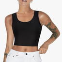 tagunop Women's Summer Tank Tops Sleeveless Scoop Neck Basic Cami Tee Shirts Casual Ribbed Slim Fitted Top Black M