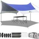 Forceatt 12x14FT Waterproof Anti-UV Camping Tarp with 2 Poles (UPF50+), Lightweight Sun Shelter for Car, Tent, Hammock in Hiking, Backpacking, Garden and Traveling