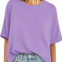 YUCOLEN Women's T Shirts Oversized Full Cotton Summer Tops Short Sleeve Crewneck Casual Loose Fit Basic Tee Shirts (Black, S)