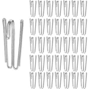 60 pcs Stainless Steel Curtain Hooks Drapery W Shape Hook Stainless Curtain Pleat Tape Hooks
