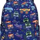 CAMTOP Preschool Backpack for Kids Boys Girls Toddler Backpack Kindergarten School Bookbags for Age 3-8 (Navy Big Wheels)