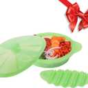 Microwave Steamer Cooker Collapsible Bowl Silicone Cookware Baked Potato with Handle Lid for Vegetables Fish Prep Meal Food with Removable Rack BPA Free Easy to Store Freezer Dishwasher Safe Green