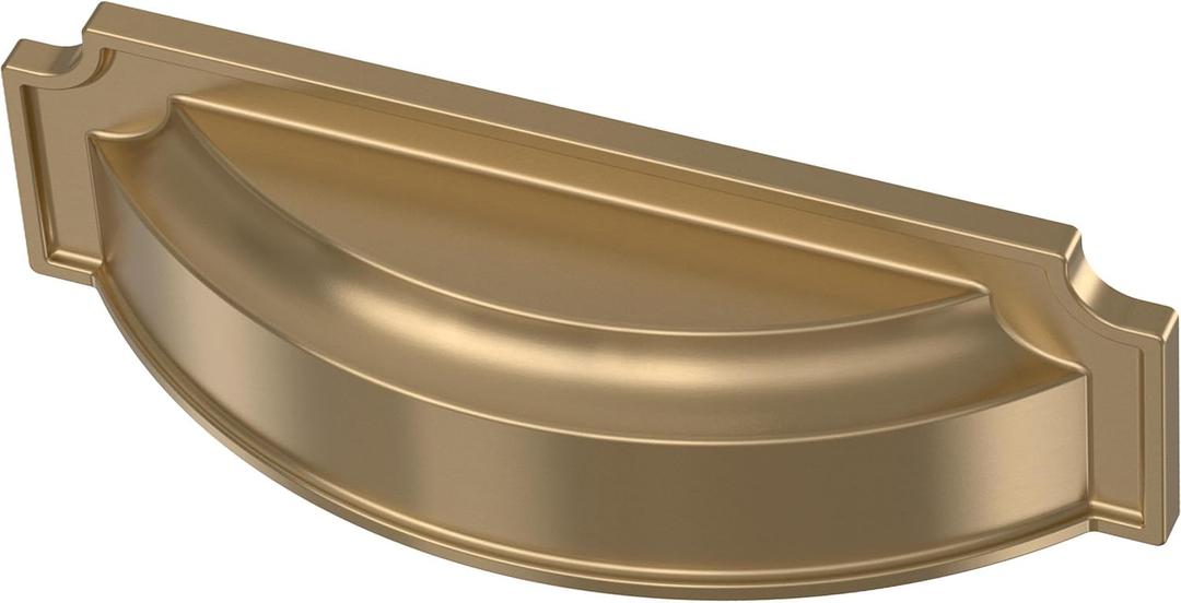 Franklin Brass 10 Pack Champagne Bronze Gold Cabinet Handles 3 inch or 3-3/4 inch (76mm or 96mm) Kitchen Cabinet Handles and Drawer Pulls for Cupboards and Dressers |Notched Backplate