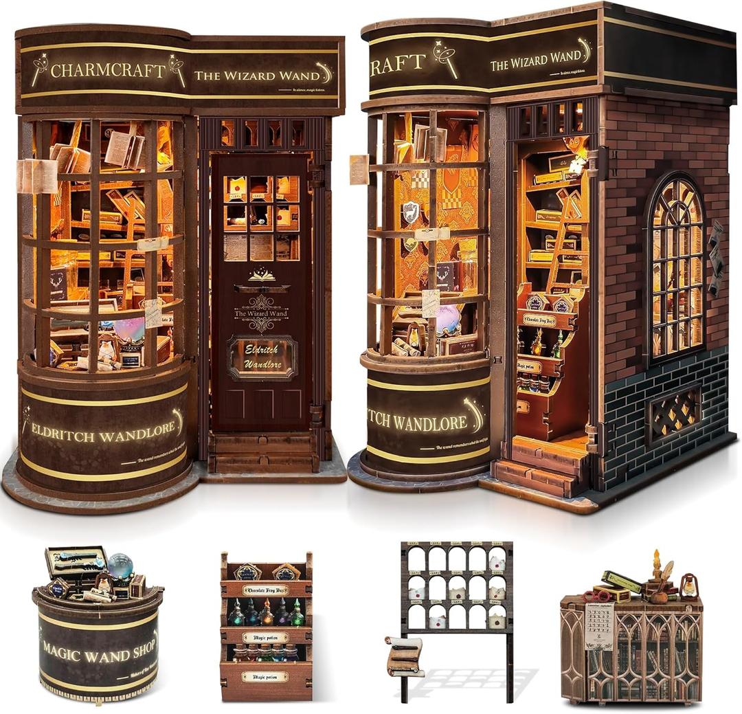 Book Nook Kits for Adults: SUNNINO Book Nook Kit Model Kits Craft Kits for Adults - DIY Miniature Doll House Kit for Bookshelf Booknook Tiny House with Sensor Led Light